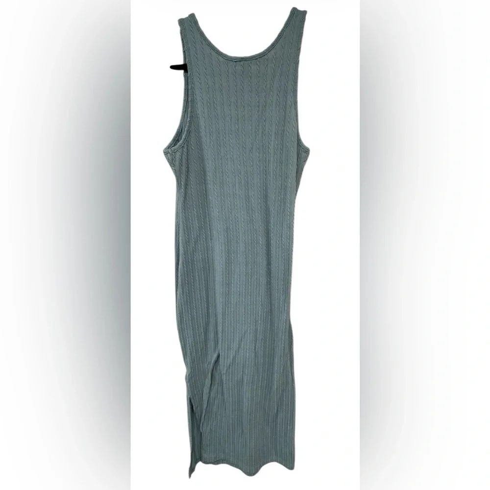 Sleeveless Green Ribbed Knit Maternity Dress - Picture 6 of 6